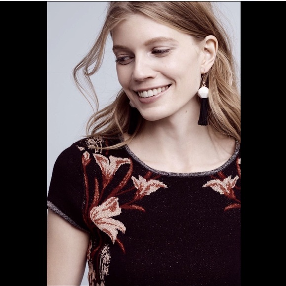 Knitted & Knotted Metallic Floral Sweater Dress L - Picture 3 of 4